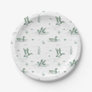 Toile Mallard Duck Gender Neutral Paper Plates