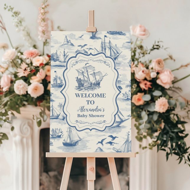 Toile Nautical Baby Shower Foam Board (Creator Uploaded)