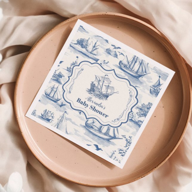 Toile Nautical Baby Shower Napkins (Creator Uploaded)