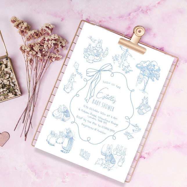 Toile Peter the Rabbit Beatrix Baby Shower Invitation (Creator Uploaded)