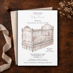 Toile Pink Baby Shower Invitation