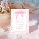 Girls Just Wanna Be One Pink Bow 1st Birthday Invitation