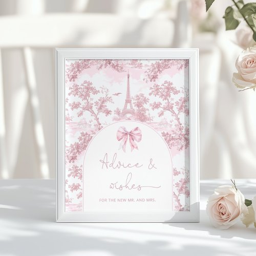 Toile pink Paris advice and wishes for Newlyweds