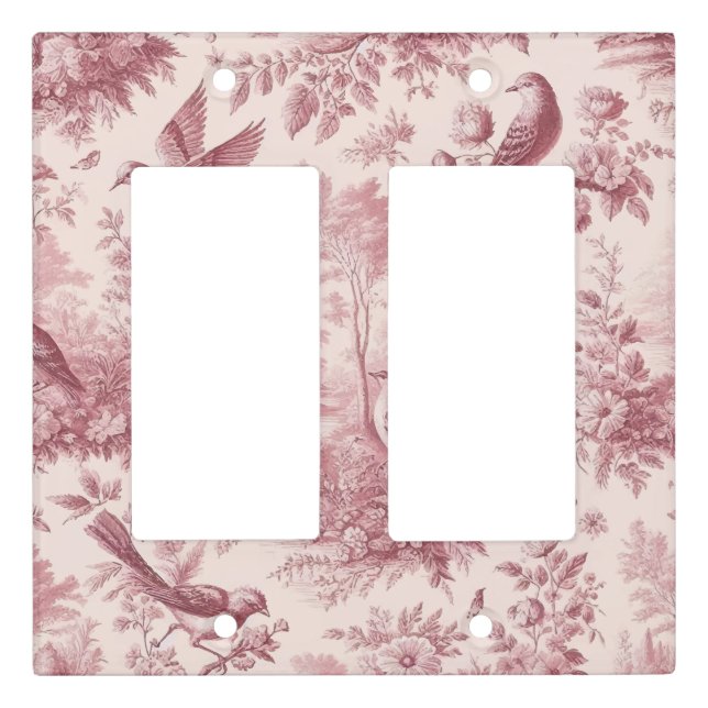Toile Pink Vintage Light Switch Cover (Front)