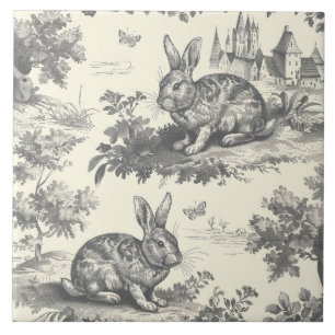 Toile Rabbit Vintage Woodland Ceramic Tile