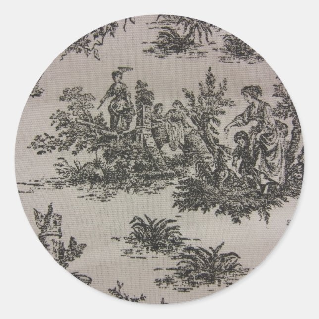 Toile River Scene Classic Round Sticker (Front)