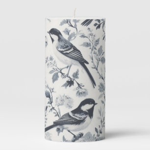 Toile Rustic Black Bird French Pattern Pillar Candle