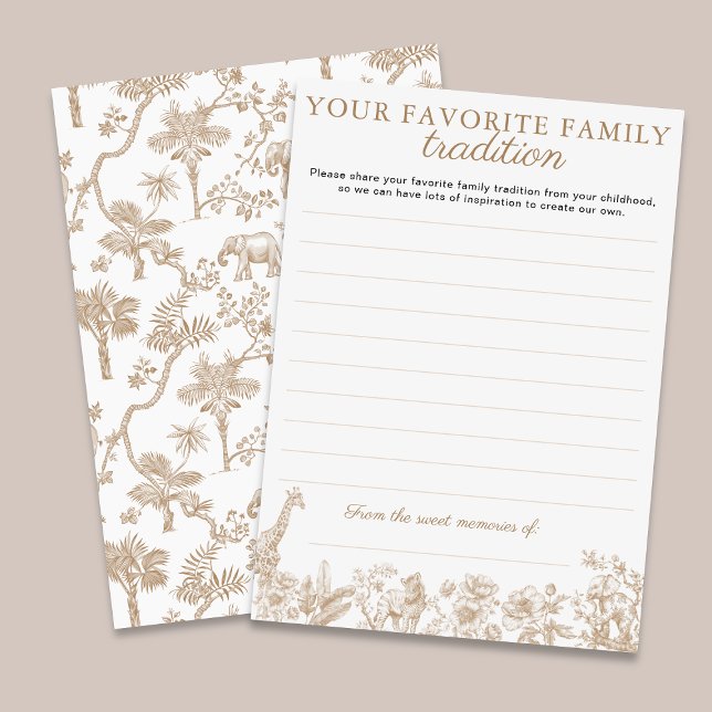 Toile Safari Baby Shower Family Traditions Card (Toile Safari Baby Shower Family Traditions Card)