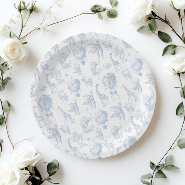 Toile Safari Hot Air Balloons Baby shower Paper Plates (Creator Uploaded)