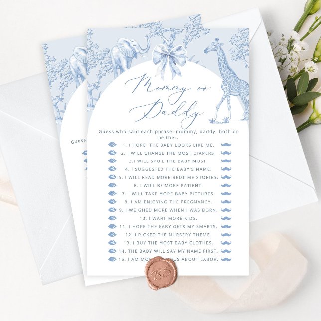 Toile Safari Mommy or daddy baby shower game (Creator Uploaded)