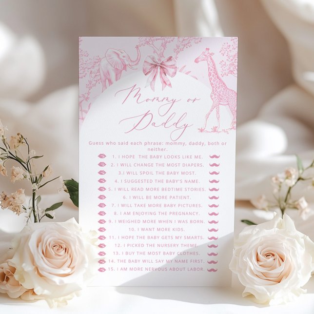 Toile Safari Mommy or daddy baby shower game (Creator Uploaded)