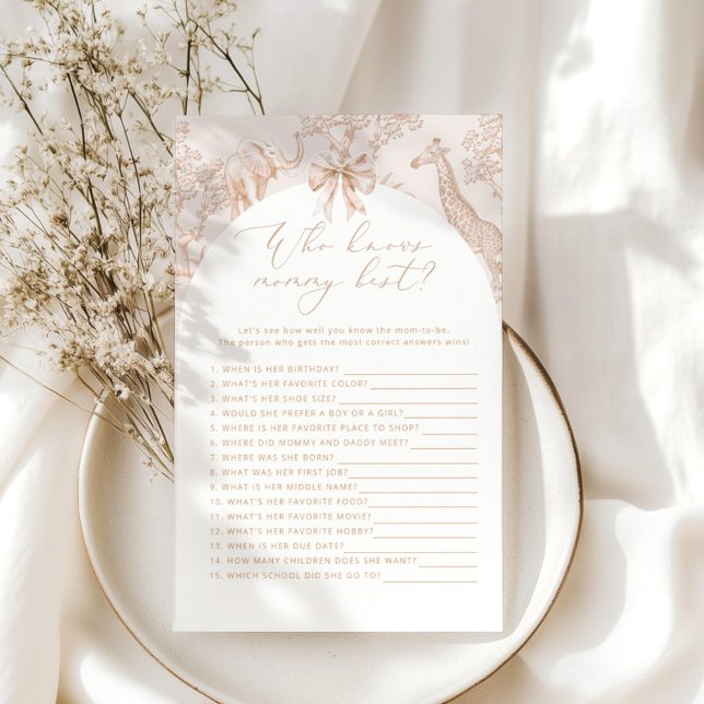 Toile Safari Who knows mommy best baby shower game (Creator Uploaded)