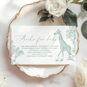 Toile Sage whimsical Safari Books for baby ticket Enclosure Card
