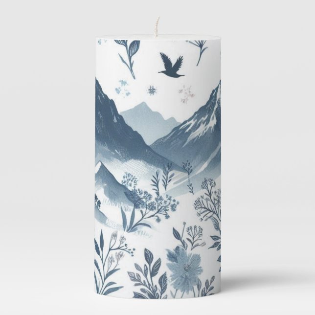 Toile Scenic Blue Mountain  Pillar Candle (Front)