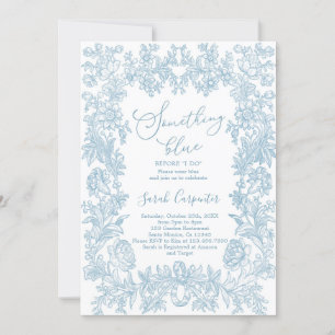 Toile Something Blue Before I do Bridal Shower  Invitation