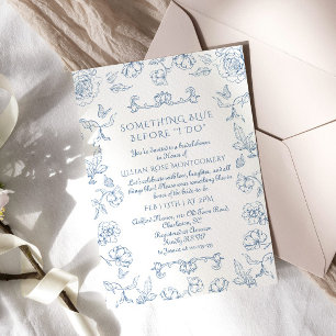 Toile Something Blue before I do Bridal Shower Invitation