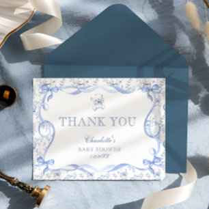 Toile Teddy Bear Thank You  Card