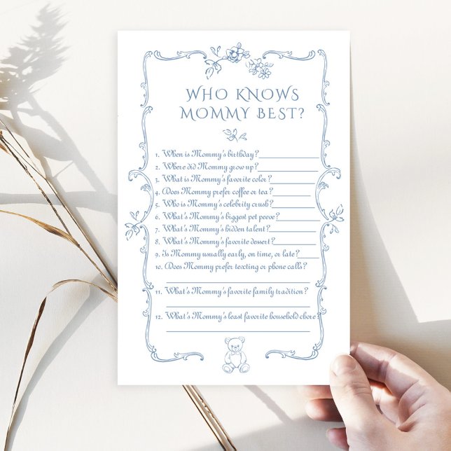 Toile Teddy Bear Who Knows mommy best baby shower (Creator Uploaded)