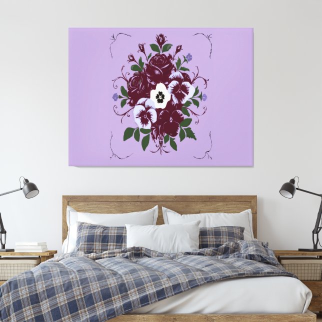 Toile Tendue  - Bouquet de Violettes Canvas Print (Insitu(Bedroom))