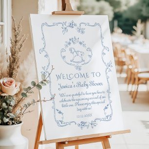 Toile Vintage Chinoiserie baby shower Welcome Foam Foam Board