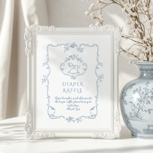 Toile Vintage Chinoiserie Diaper raffle Poster