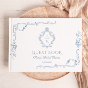 Toile Vintage floral Crest Bridal Shower Guest Book