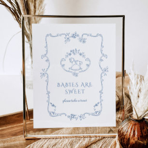 Toile Vintage frame Babies are sweet baby shower Poster