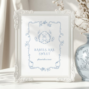 Toile Vintage frame Babies are sweet teddy bear Poster