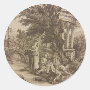 Toile: Wash Day at the River Classic Round Sticker