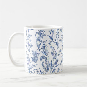 Toile Wildflowers Blue Floral Coffee Mug