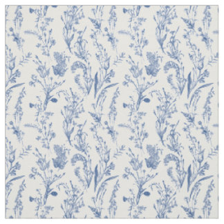 Toile Wildflowers Blue Floral Fabric