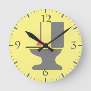 Toilet and Plunger Round Clock