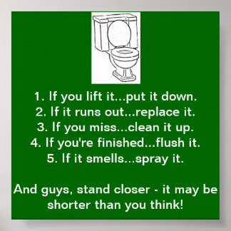 TOILET BATHROOM RULES POSTER