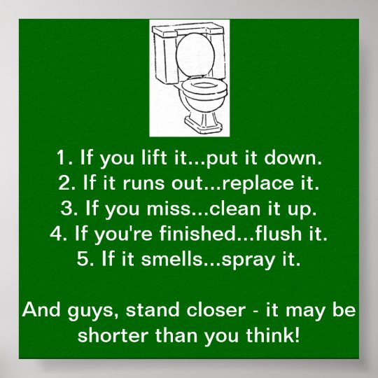Toilet Bathroom Rules Poster Zazzle Toilet Bathroom Rules Poster