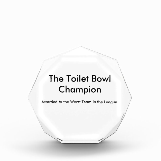 Toilet Bowl Champion Acrylic Award (Front)