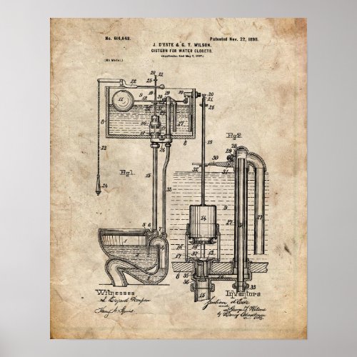 Toilet Cistern Patent Poster