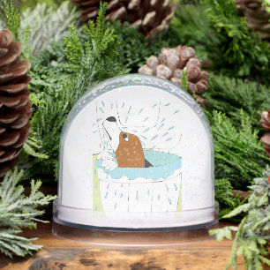 toilet dog  snow globe