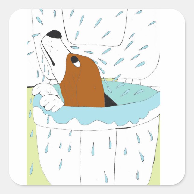 toilet dog  square sticker (Front)
