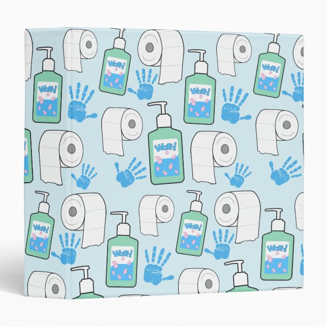 Toilet Paper and Hand Sanitizer Pattern 3 Ring Binder (Front/Spine)