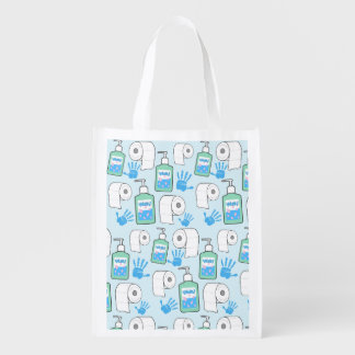 Toilet Paper and Hand Sanitizer Pattern Grocery Bag