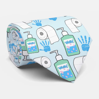 Toilet Paper and Hand Sanitizer Pattern Neck Tie