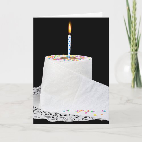 Toilet Paper birthday cake with candle Card