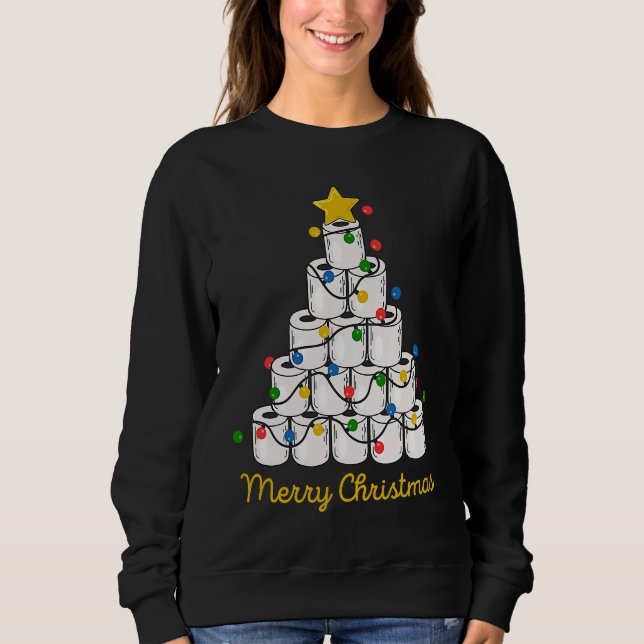 Toilet Paper Christmas Tree 2020 Quarantine Holida Sweatshirt (Front)