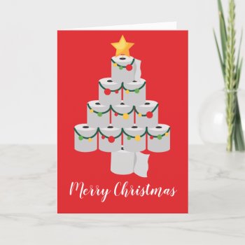 Toilet Paper Christmas Tree Funny 2020 Holiday Card by PrintablePretty at Zazzle