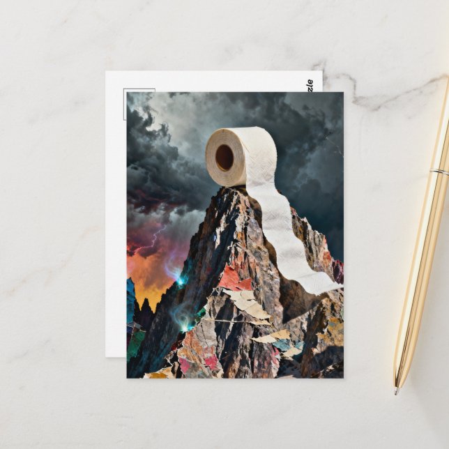 Toilet Paper Mountain Postcard (Front/Back In Situ)