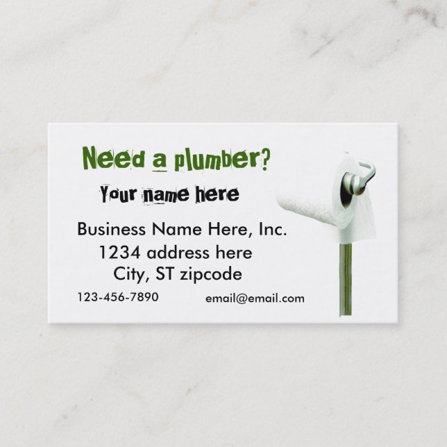 toilet paper, Need a plumber? Business cards (Front)
