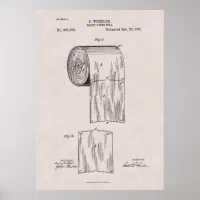 Toilet Paper Roll by S. Wheeler Patent Drawing - Blueprint Style | Art  Board Print