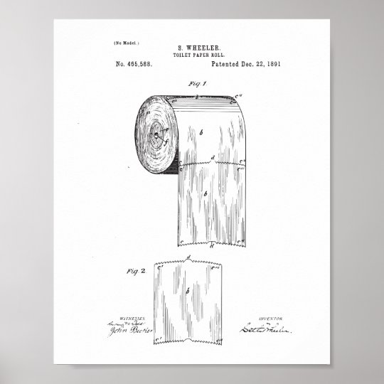 Toilet Paper Patent Poster, Bathroom Print Decor | Zazzle.com
