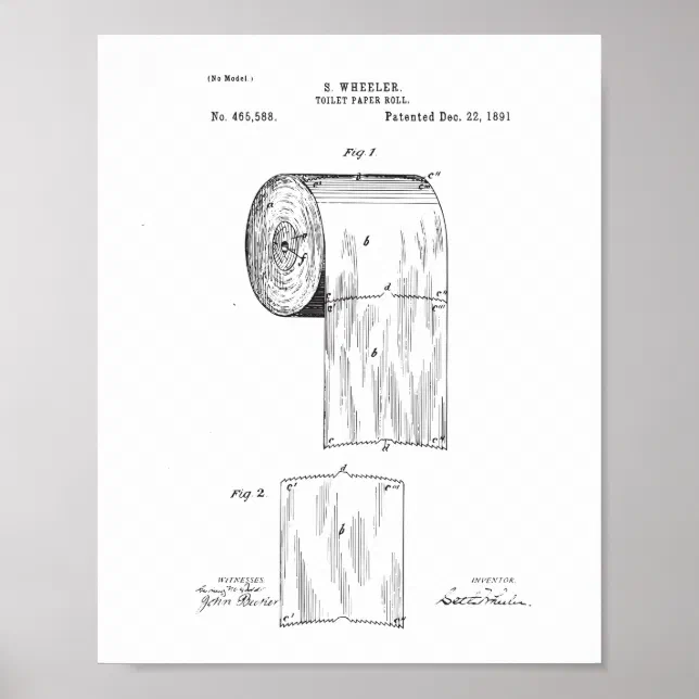 Toilet Paper Patent Poster, Bathroom Print Decor | Zazzle