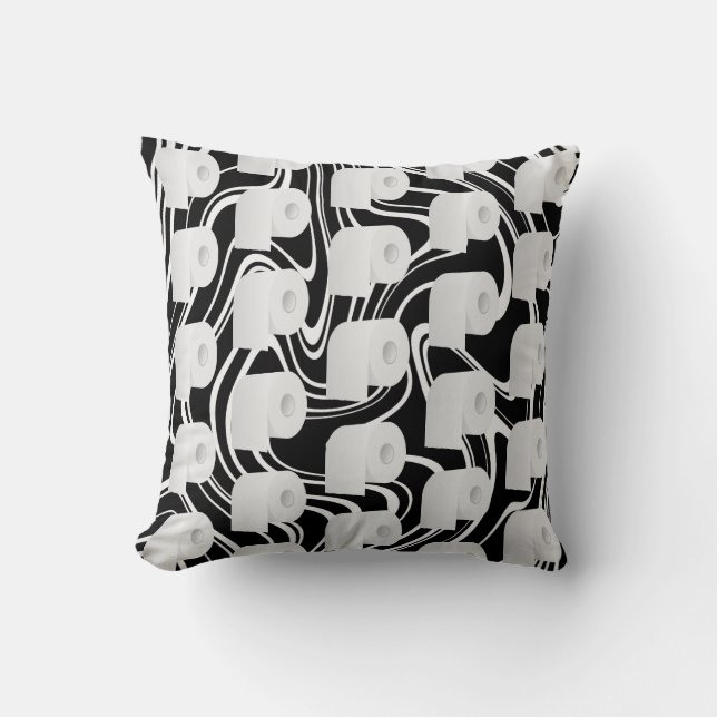 Toilet Paper Pattern Throw Pillow (Front)